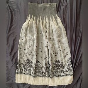 Lapis Anthropologie Strapless Midi Dress Skirt Grey